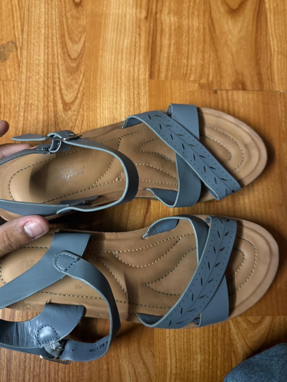 Women's Blue Strappy Comfort Sandals
